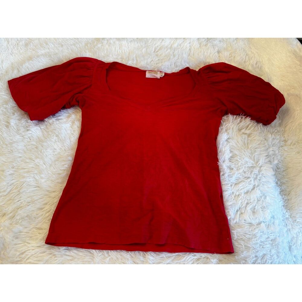 Nation LTD Red Short Sleeve Scoop Neck Tee